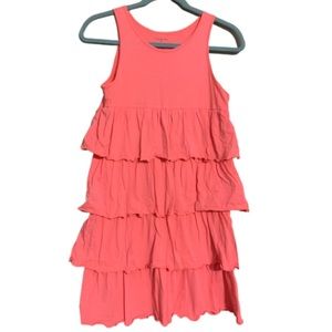 Lands end medium girls 10-12 tiered ruffled sleeveless dress cotton beach spring